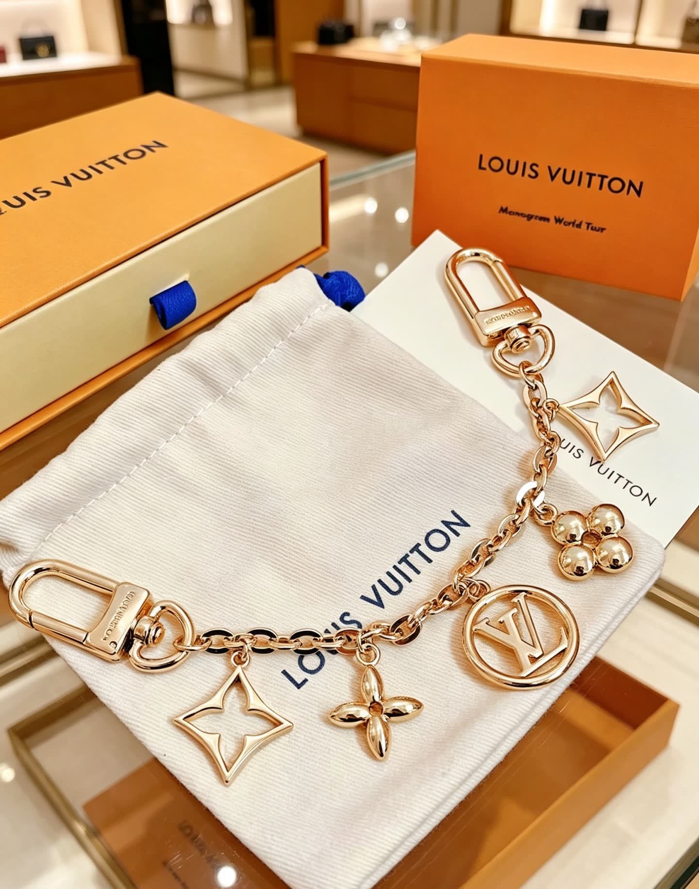 Louis Vuitton Gold Tone Charm Bracelet
